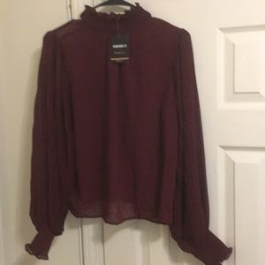 Mesh Burgundy long sleeve Forever 21 shirt